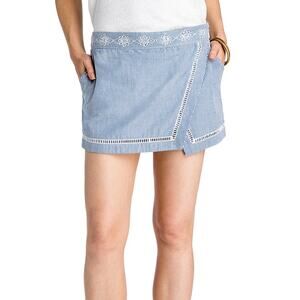 Women's Size 14 Vineyard Vines Blue/White Sandbar Stripe Embroidered Skort Skirt